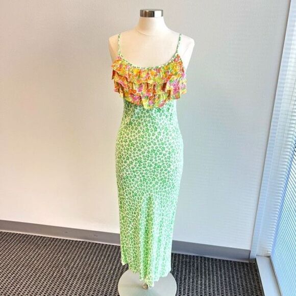 RIXO For Target Leopard Print Ruffle Slip Dress Size Small MIDI Party Cocktail - Picture 1 of 10